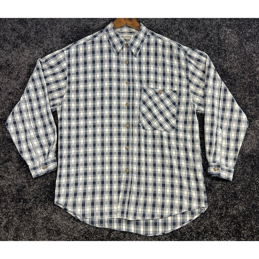 VTG Bugle Boy Authentics Plaid Flannel Shirt Men's Large Long Sleeve Button Up